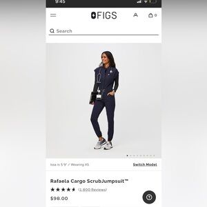 NWT Figs Rafaela cargo jumpsuit, navy size small